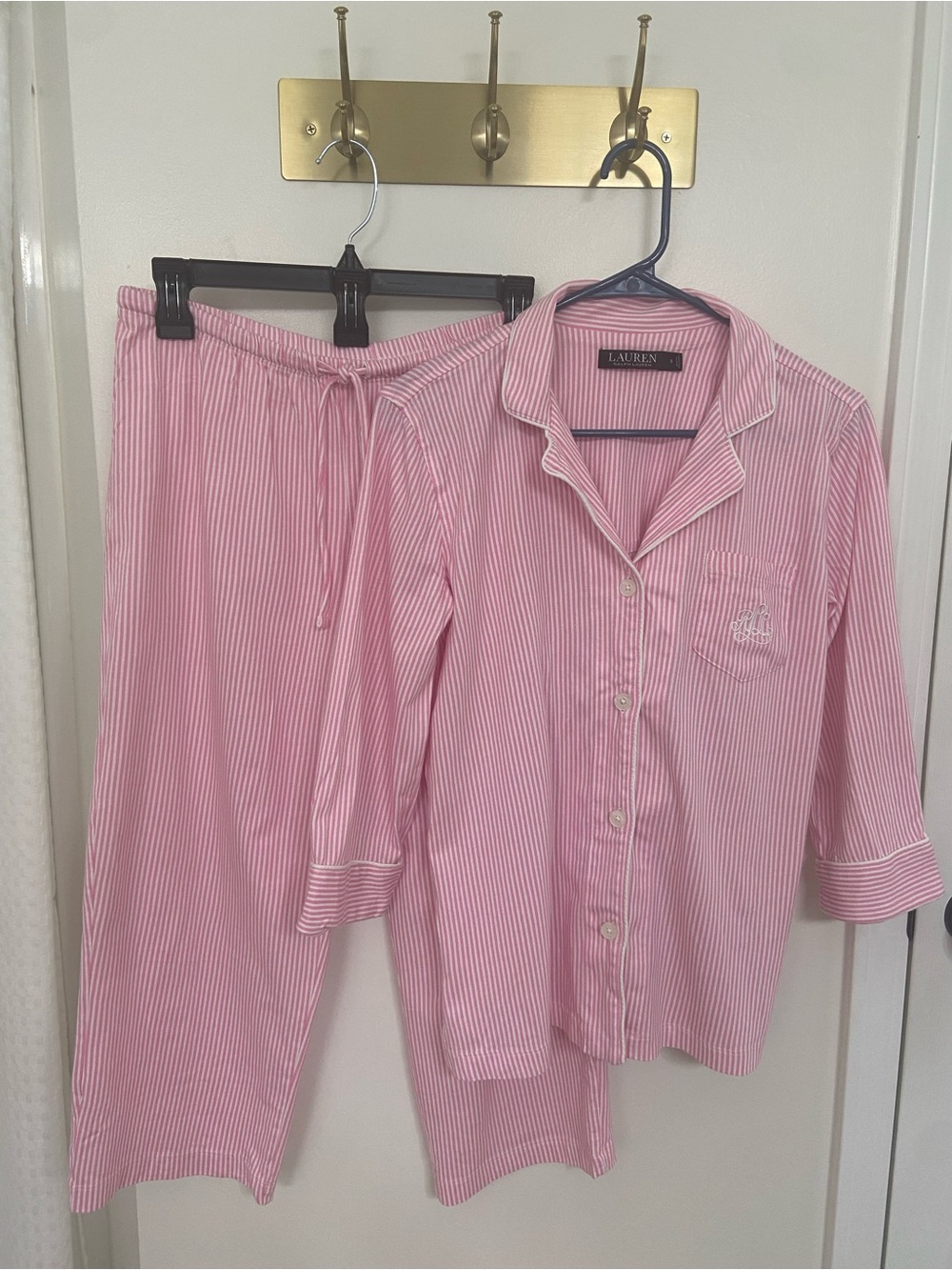 Ralph Lauren Black Label Pink Striped Pajama Set
